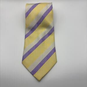 Vittorio Farina Purple Yellow Cream Stripe Men's Tie Polyester Necktie